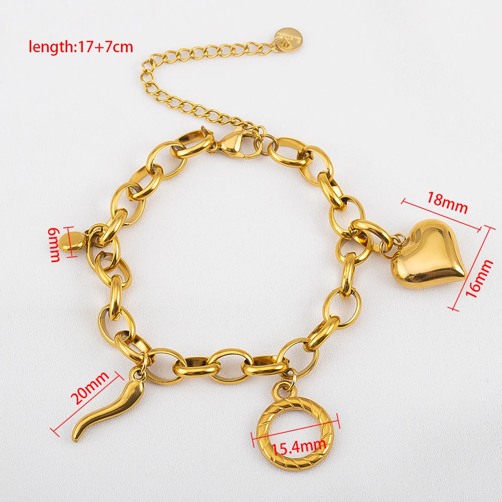 Hoge kwaliteit roestvrijstalen dikke kettingarmbandbasis met chilipeper hart hanger OT gesp karabijnsluiting sieraden maken