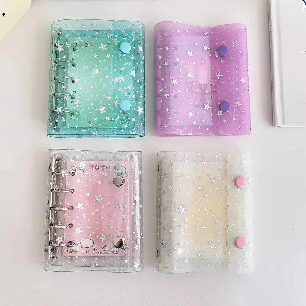 Y2k Fashion Loose Leaf Card Album Sparkling M5 Stars Transparent Photo Storage Card Holder Buckle Closure 3in Photo Storage