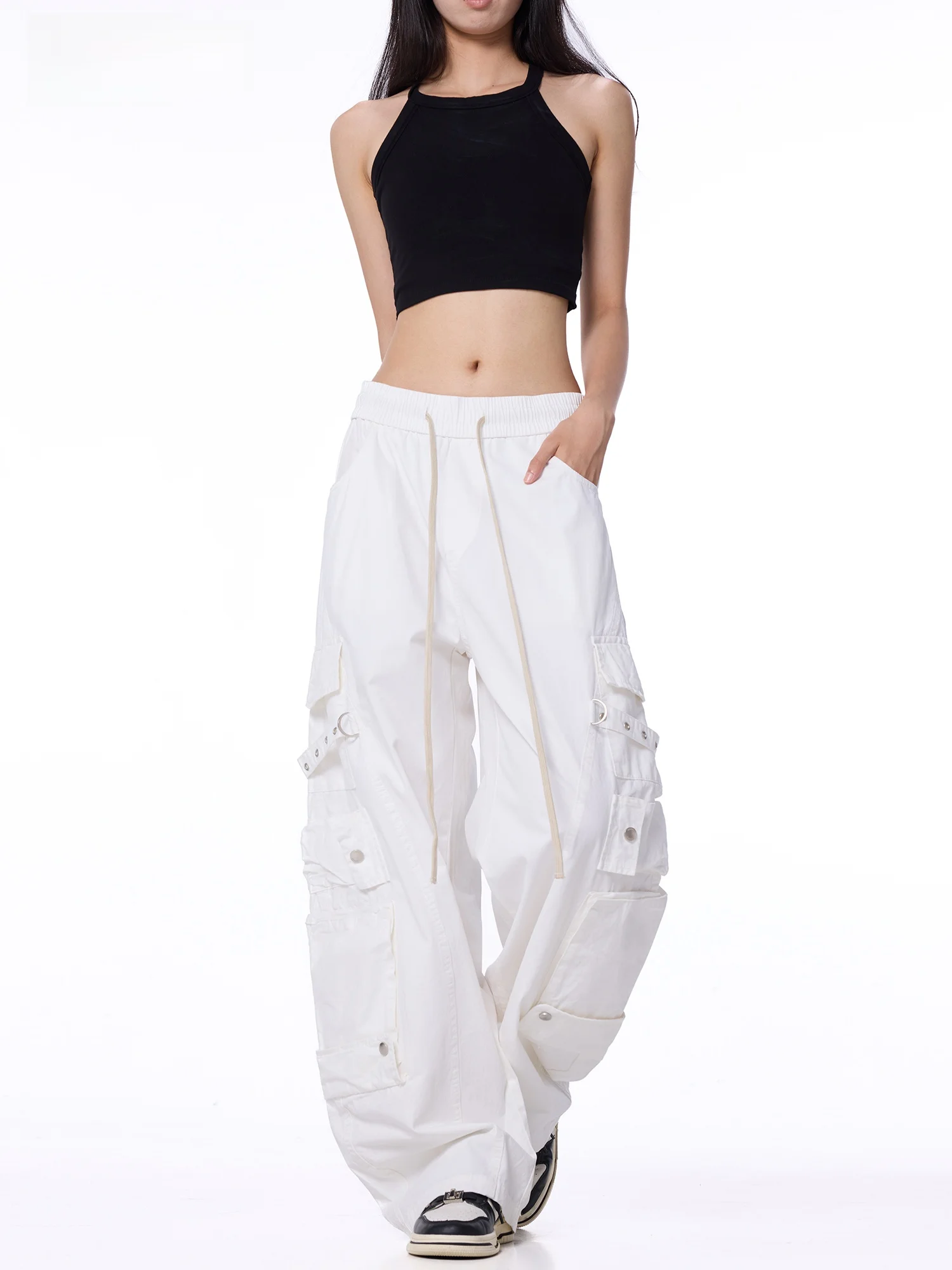 Summer Quick Dry Thin Casual Wide Leg Work Pants Women's Pear Shape American Style Super Popular Loose Fit Cotton Trousers