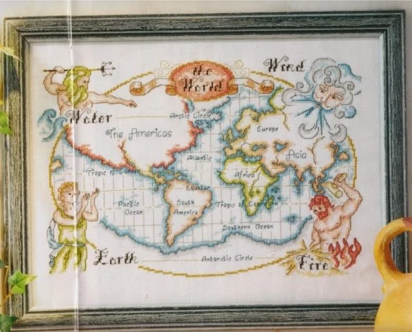 World Map 46-33 High Quality Cross stitch Handmade Counted Canvas DIY Cross-stitch kits Embroidery