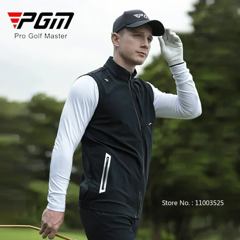 PGM Golf Vest Rain Proof Stand Collar Men Coat Fall Winter Clothing Male Sleeveless Windproof Jacket Casual Fit Waistcoat M-XXL