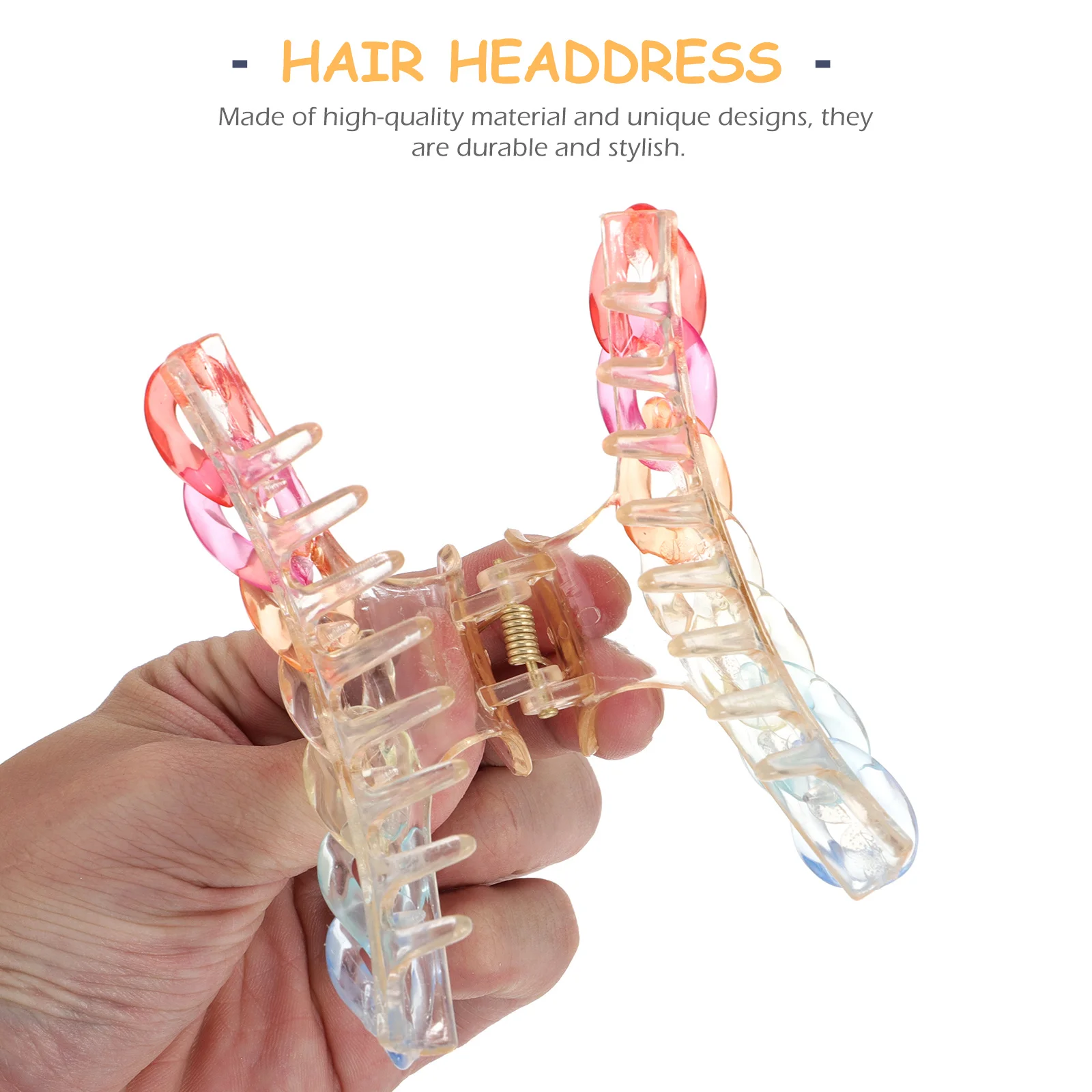 

2Pcs Hair Clamp Colorful Acrylic French Design Non-Slip Claw Clips for Thick Medium Thin Hair Daily Party Accessories