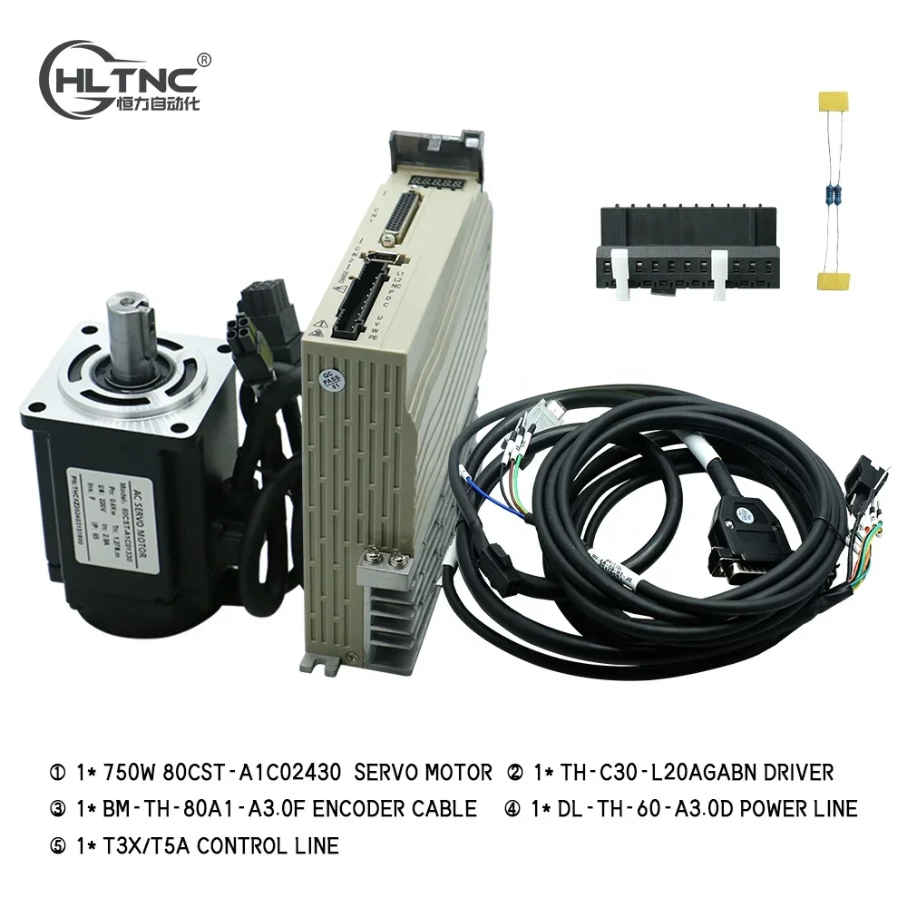 750w 3000rpm 80CST-A1C02430 4.8A 220V 2.4NM Servo Motor 80 17 Bit Servo Motor CNC Kit