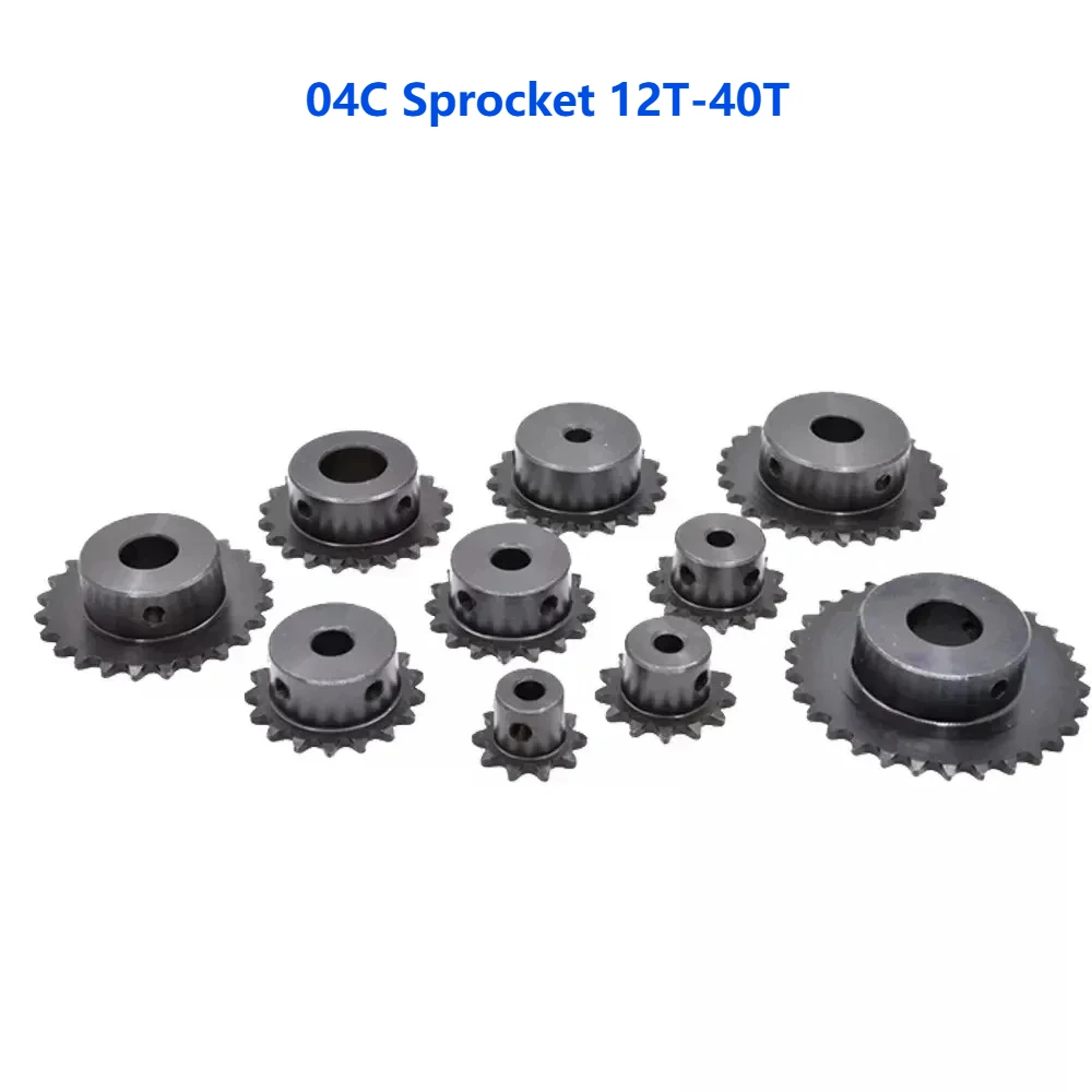 

04C Industrial Sprocket Wheel 12T–40T Precision 45# Steel Blacken Chain Gear Bore 6 81012 14 15 16 18 20mm Pitch 1/4" (6.35mm)
