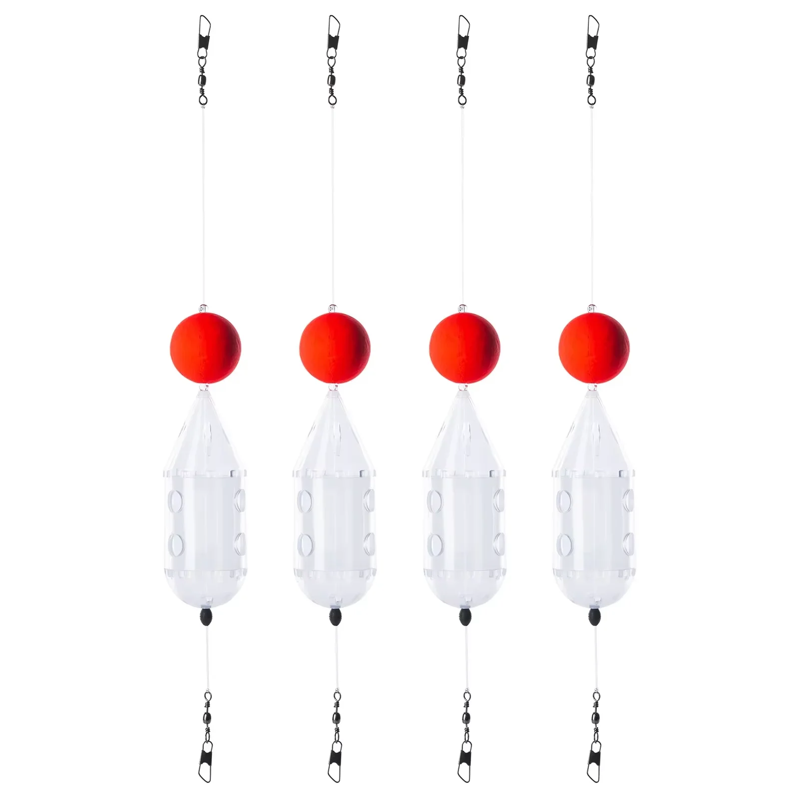 Goture 2-5pcs Mini Rotating Fishing Bait Cage Maggot Feeder Clear Cap Swim Feeders with Foam Ball for Maggot Carp Fishing Tackle