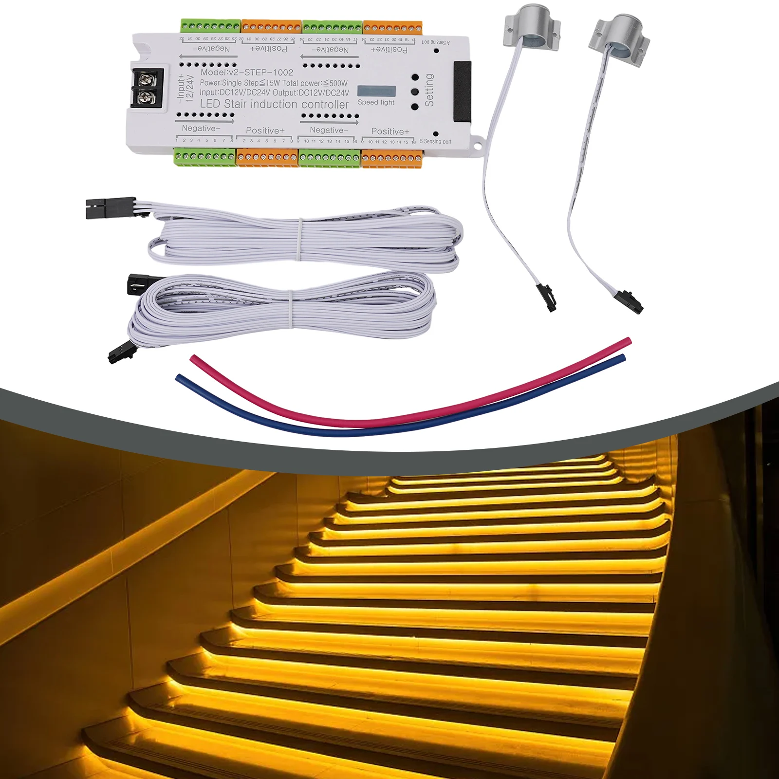 Automatic Stair Light Controller Kit  Motion Sensor LED Stair Lighting  Stable Output  Enhance Home and Store Lighting