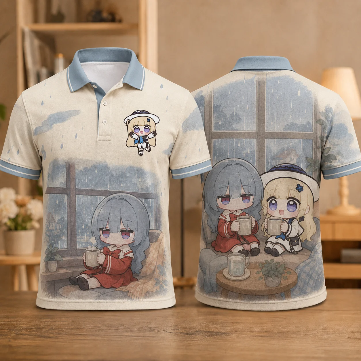 Phoebe Joubi Phrolova Chibi Anime Movie Night Polo Shirt Kawaii Girls Popcorn 3D Print Quick Dry Breath