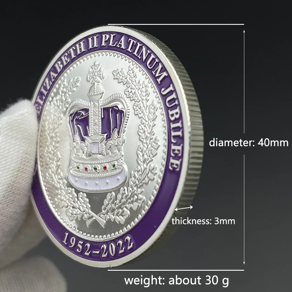 Queen Elizabeth II Platinum Jubilee Silver Coin 1952-2022 Purple