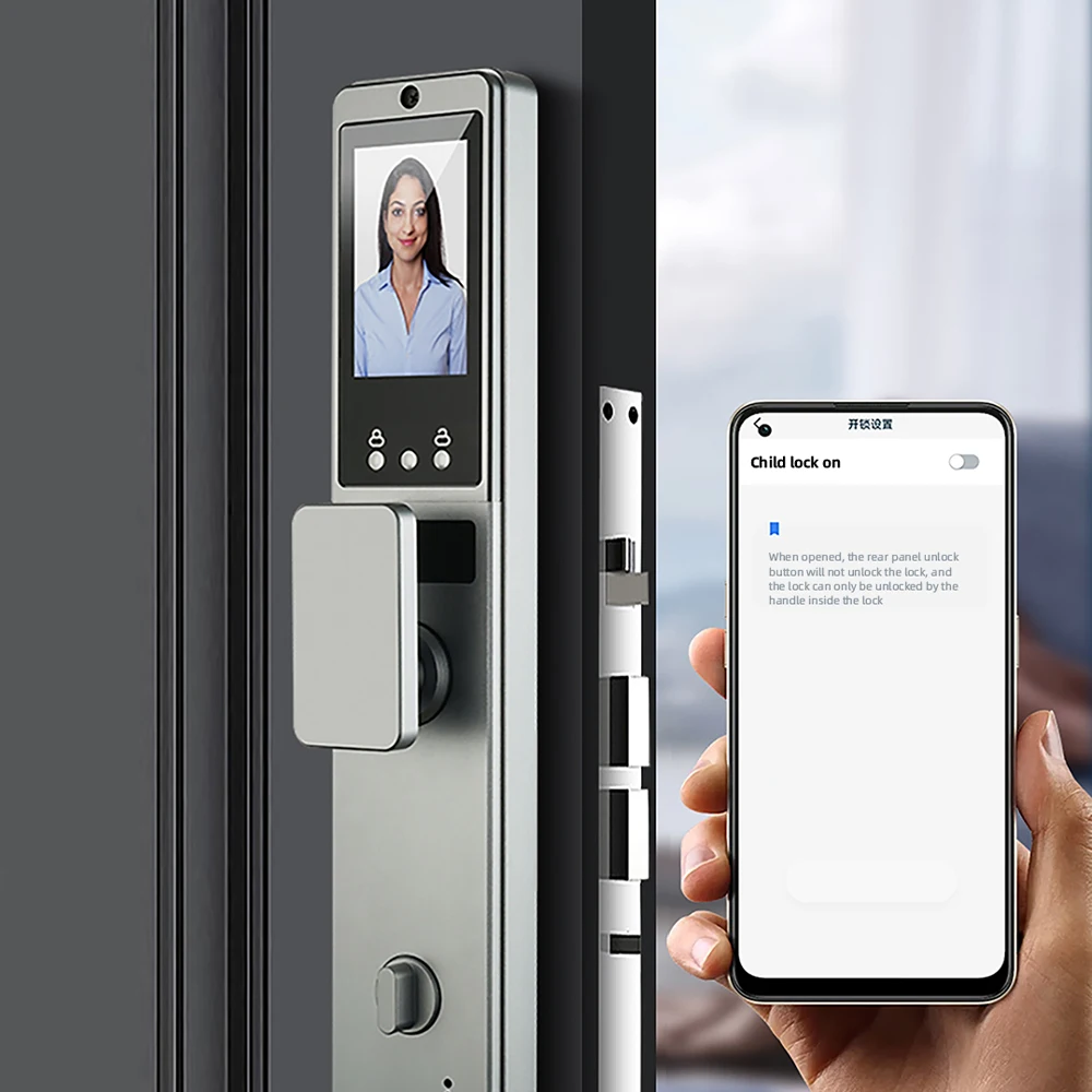 3D Face Recognition Digital Door Lock Bluetooth WiFi VLINK Voice Intercom Fingerprint Password IC Card Smart Door Lock Unlock