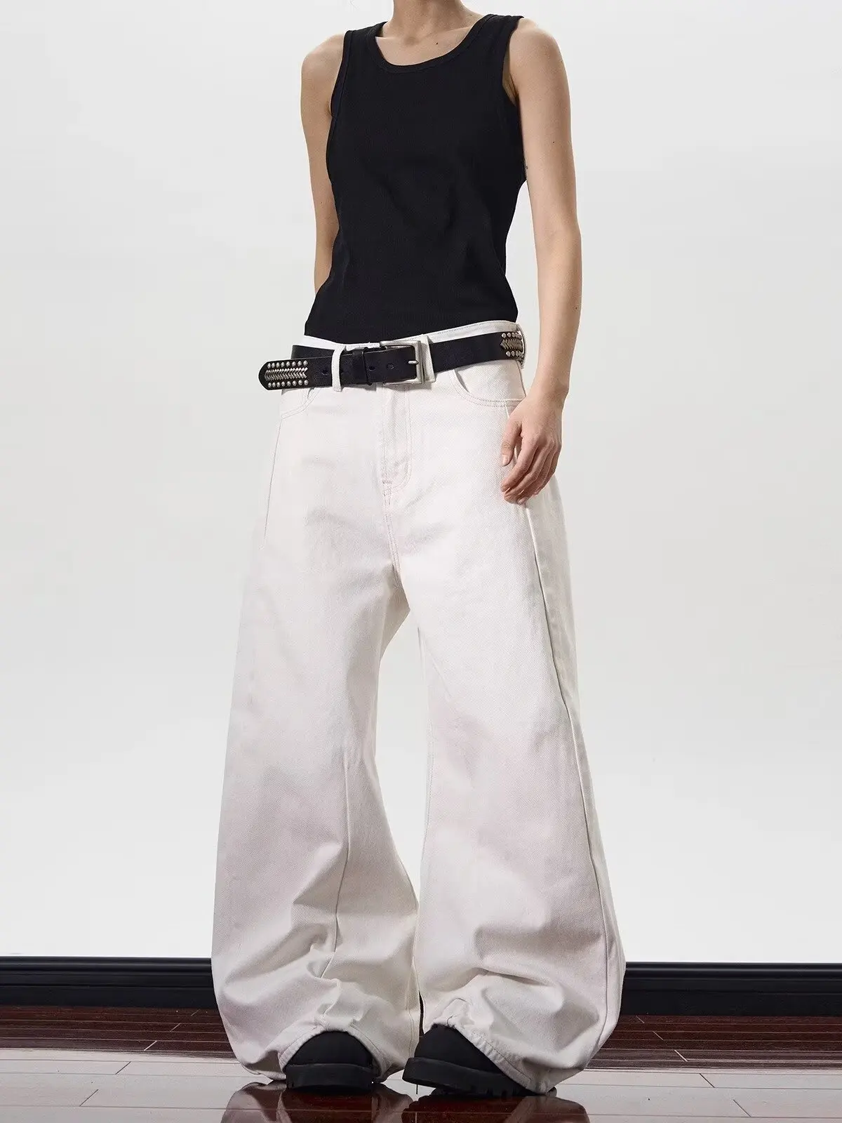 

American Retro Splicing Wide Leg Casual Jeans Men's Loose Straight Loose Long Trousers Trendy Knife Jeans