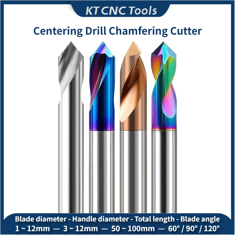 

Spot Drill Centering Drill Chamfering Cutter 60 90 120 Degree 123456789 10 12mm Nano Coating Tungsten Steel Chamfering End Mills