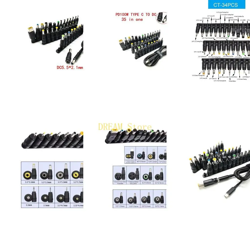 

TypeC Power Adapter Converter Cable 34 Plugs Male for Laptop Power best sale