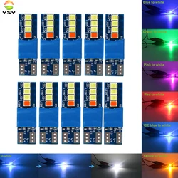 10pcs Canbus W5W T10 8smd 2835 Auto Wedge Light Reading Lamp No Error Door Parking Bulb Blue Yellow Pink to white