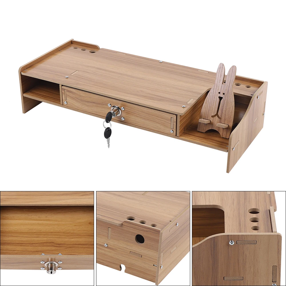 Holz monitor Riser mit Schublade Computer/Laptop/PC-Ständer für Schreibtisch Organizer Holz Schreibtisch Organizer mit Schublade Akten ablage Schreibtisch