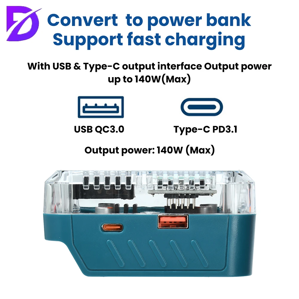 Bidirectional Charging/Discharging PD 3.1 140W Type-C for Lithium Battery Charger Digital Display Adapter 28V