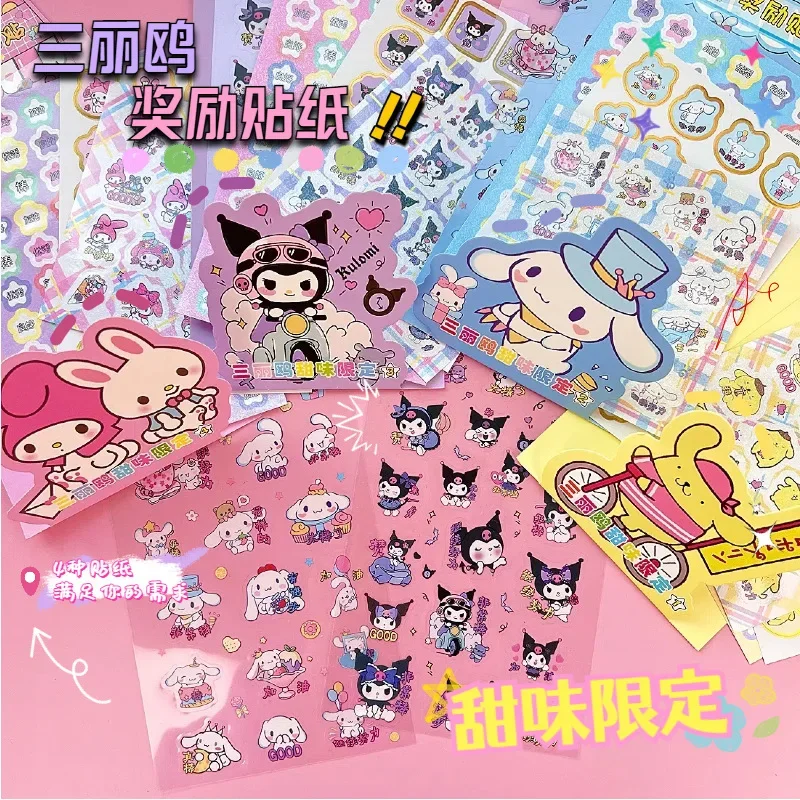 Kawaii Sanrio Hello Kitty Stickers Set Cinnamoroll Kuromi My Melody Pachacco for Phone Handbook Diy Sticker Decals Gift Kids Toy