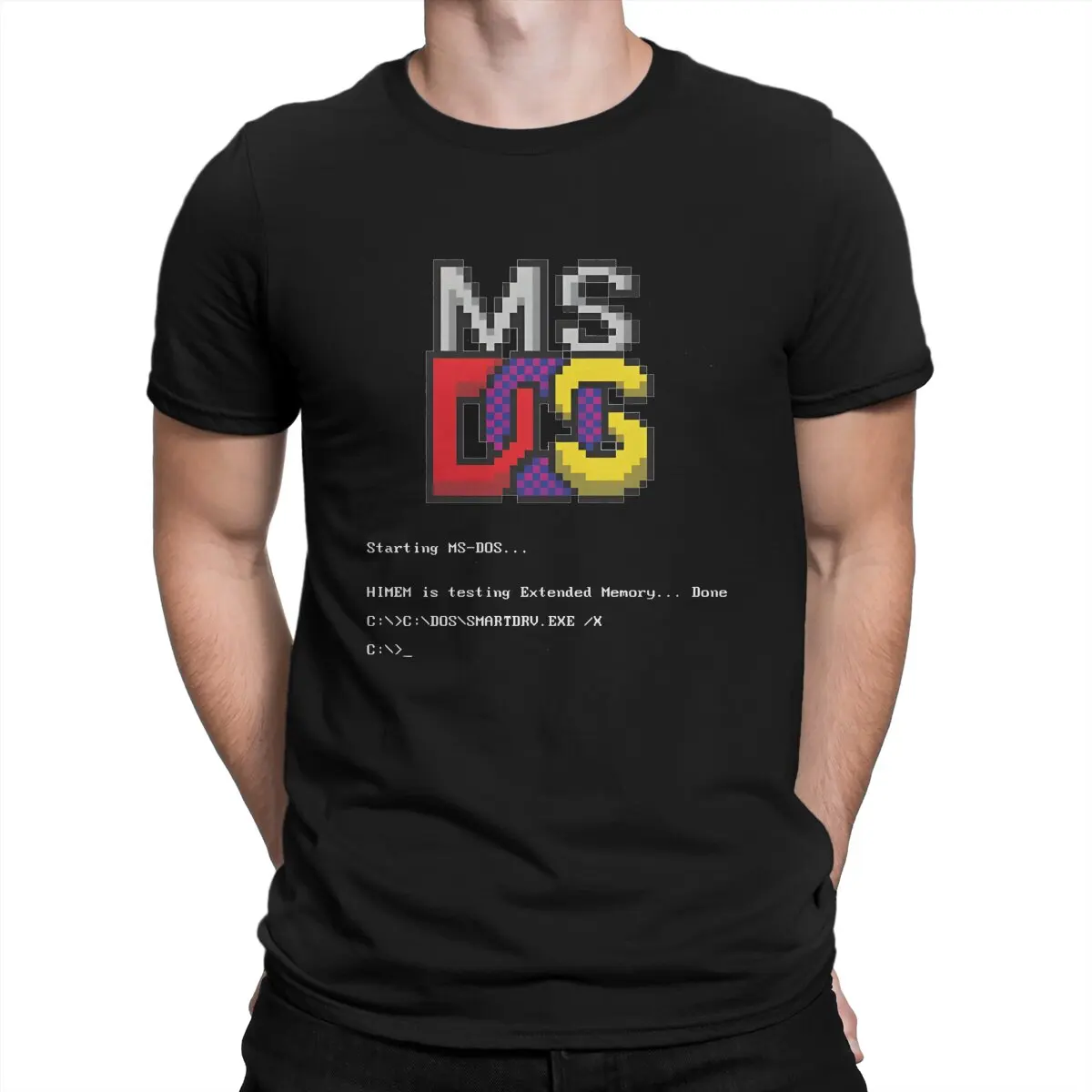 Elegant T-Shirt for Men MS-DOS Funny Cotton Tee Shirt Round Collar Short Sleeve T Shirt Printed Clothes