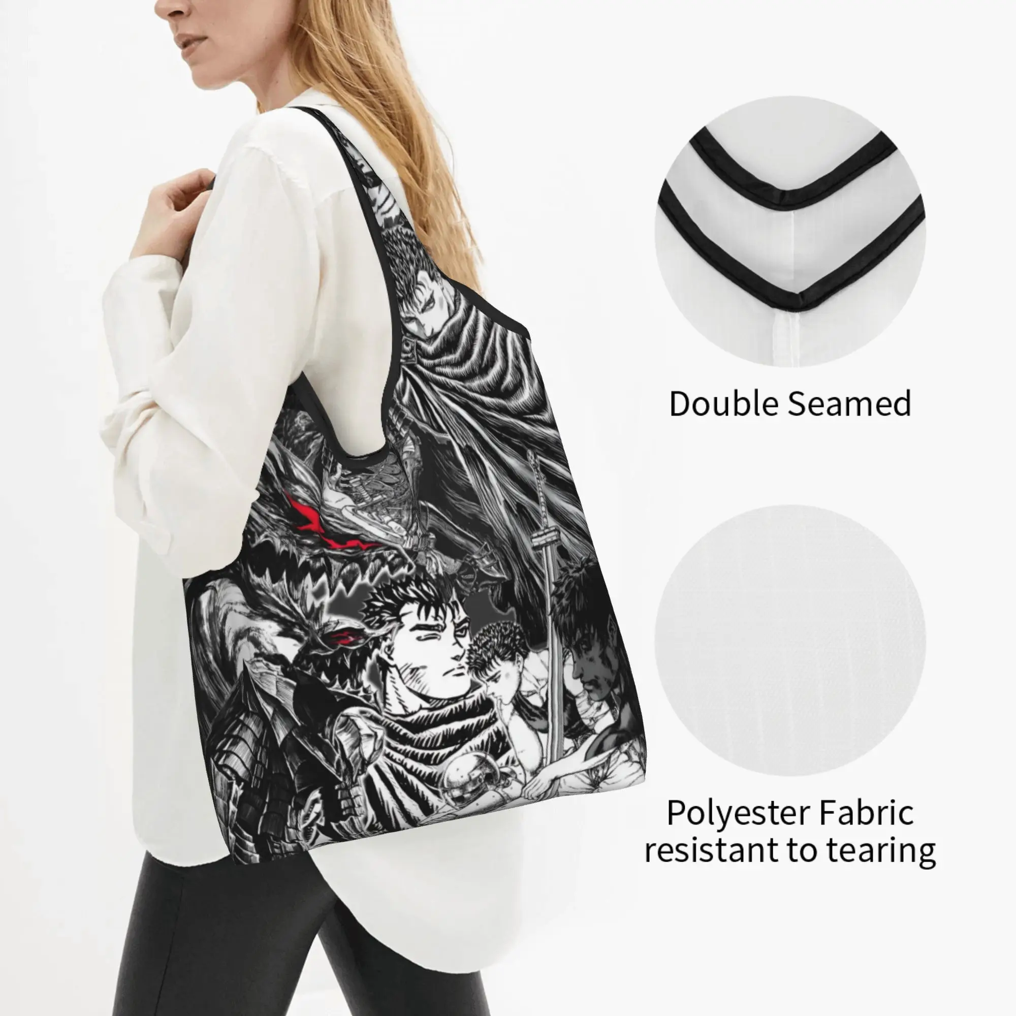 Fashion Printing Classic Anime B-Bereserks Tote Shopping Bag Portable Shoulder Shopper Comic Handbag