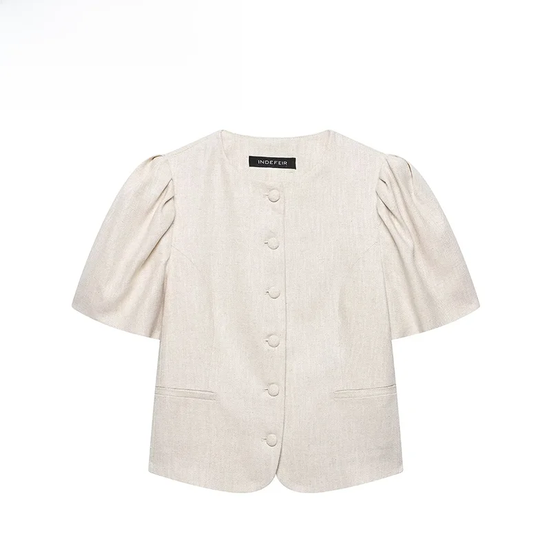 

Fashionable Short Sleeve Slim Fit Suit Jacket ZR Summer New Arrival Women's Wear Polyester Fabric Versatile Style Pure Color