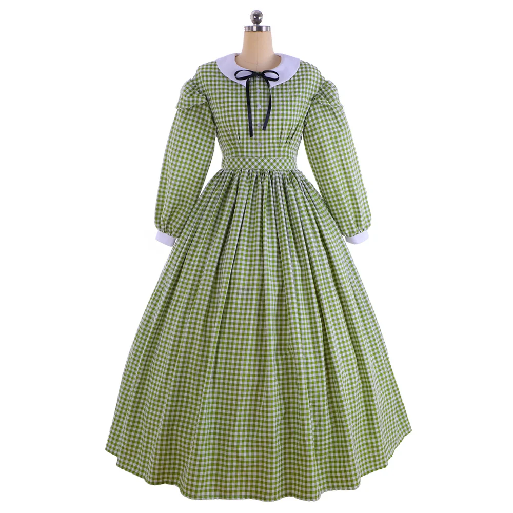 

Victorian 1860s Dress Civil War Dress Medieval Green Plaid Dress ball gown Vintage Costumes Renaissance Historical Period Dress