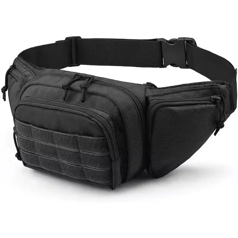 Taktische Gürteltasche, Metallclip, Hakenabdeckung, Nylon, Rucksack, Wandern, Handytasche, taktische Ausrüstung, Klettverschluss, Schlüsselanhänger, schwarzer Metallhaken – Detail 15