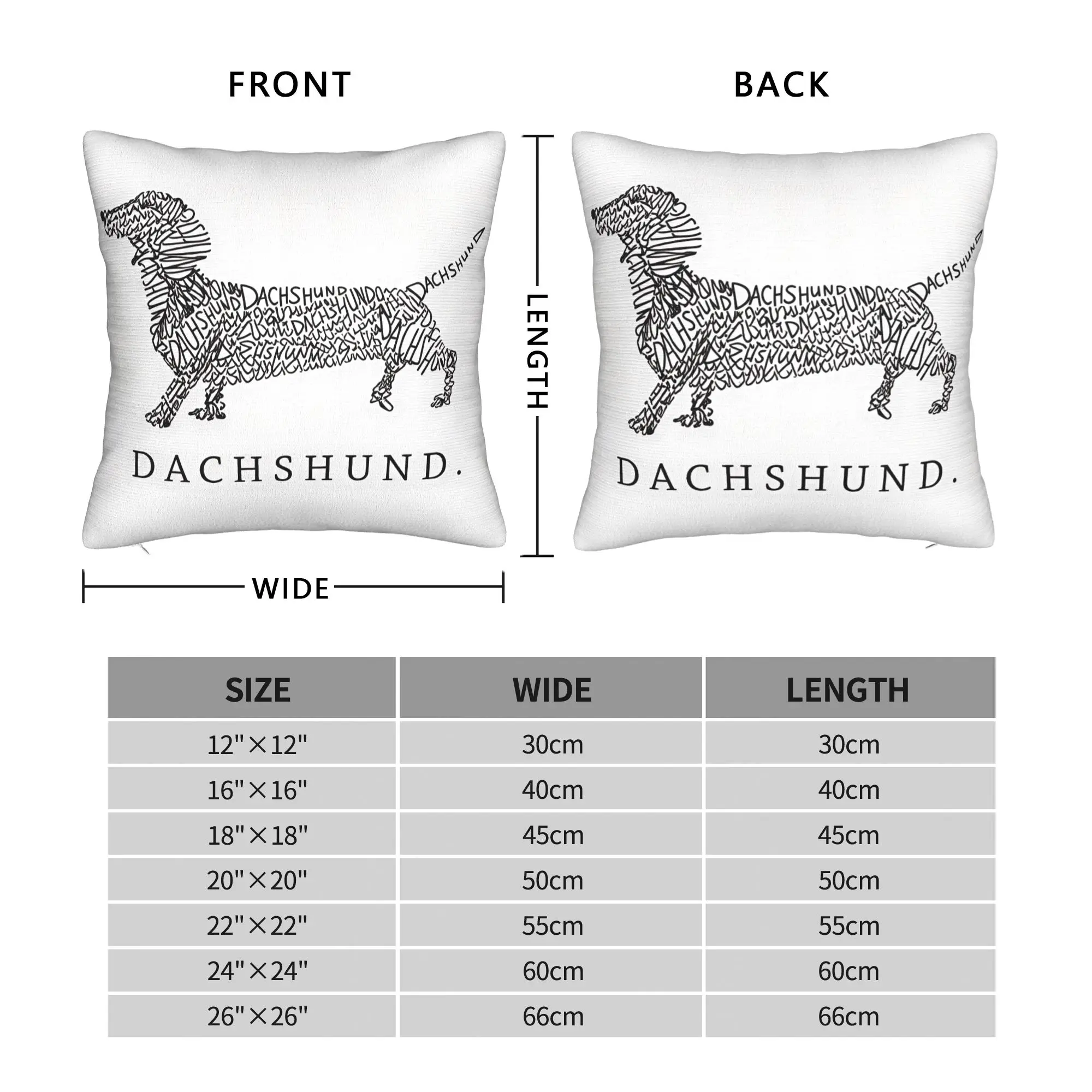 Dachshund Typography Line Art Pillow Case  Fashion Pillow Cover Soft Pillowcases For Wedding Party Home Decor