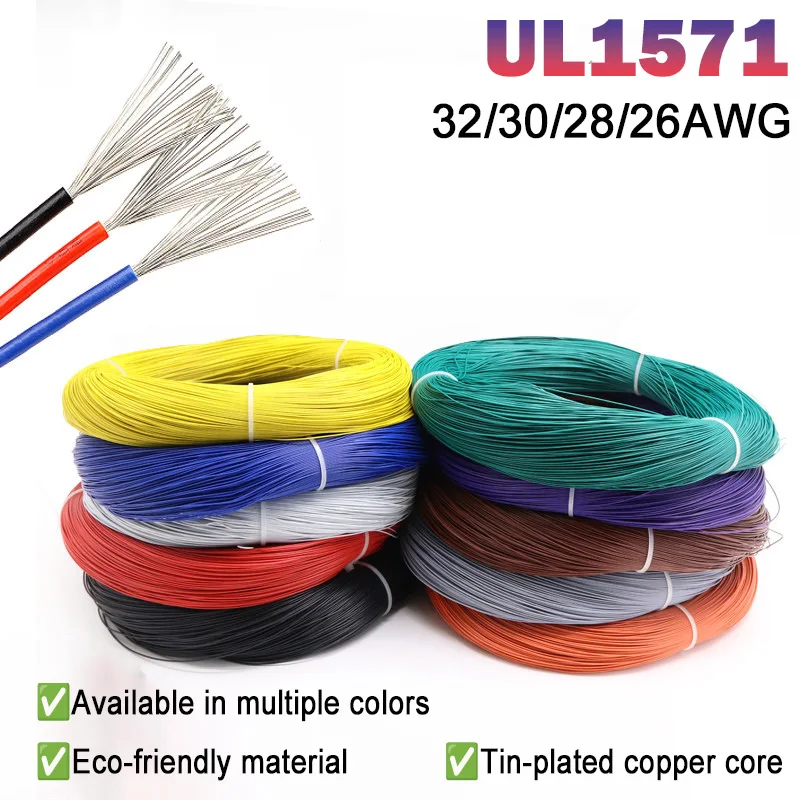 5/10/50Meter UL1571 Electronic Wire 26/28/30/32AWG Tinned Copper Wire PVC Eco-Friendly Materials Equipment Connection Cables