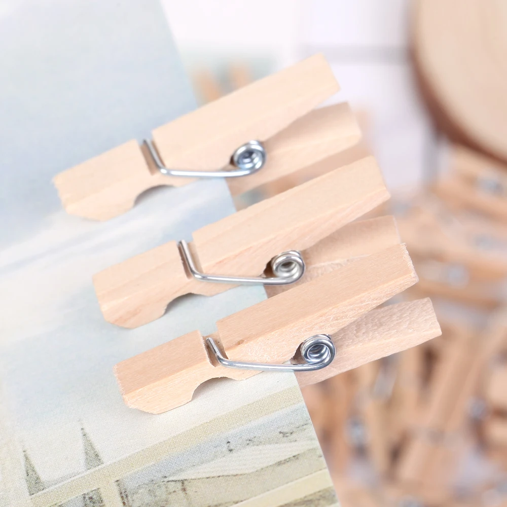 35/45mm Natural Wooden Clothes Pegs Clothes Clips Wood Clamp DIY Photo Paper Peg Clothespin Craft 30/50/100PCS