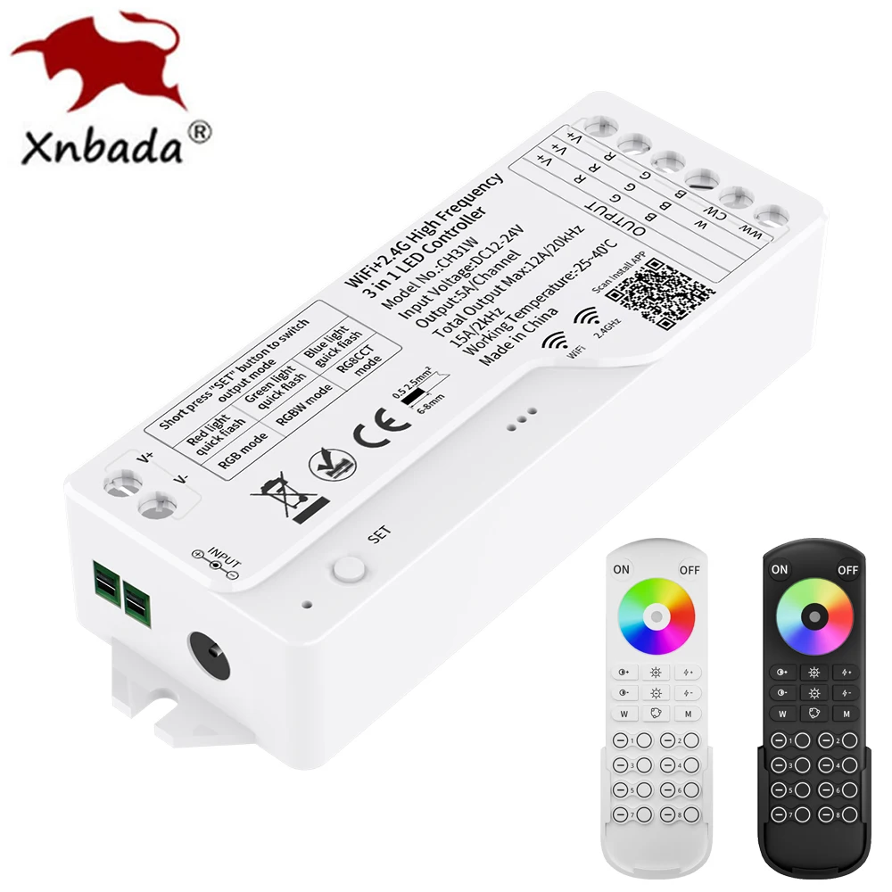 

2.4G WIFI Высокочастотный светодиодный контроллер 2/3 в 1 CH21W CH31W для COB SMD 5050 DIM CCT RGB RGBW RGBCCT Светодиодная лента 12-24 В
