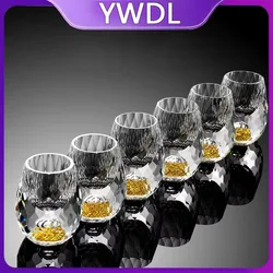YWDL 6pcs 15ml Liquor Crystal Glasses Set Diamond Cutting Vodka Shot Glass Whiskey Sake Soju Brandy Tea Cup Wine Glasses