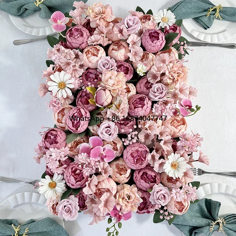 MYQ21 A1 Artificial White Pink Peony Rose Flower Wall Factory Wholesale Competitive High Quality Customization