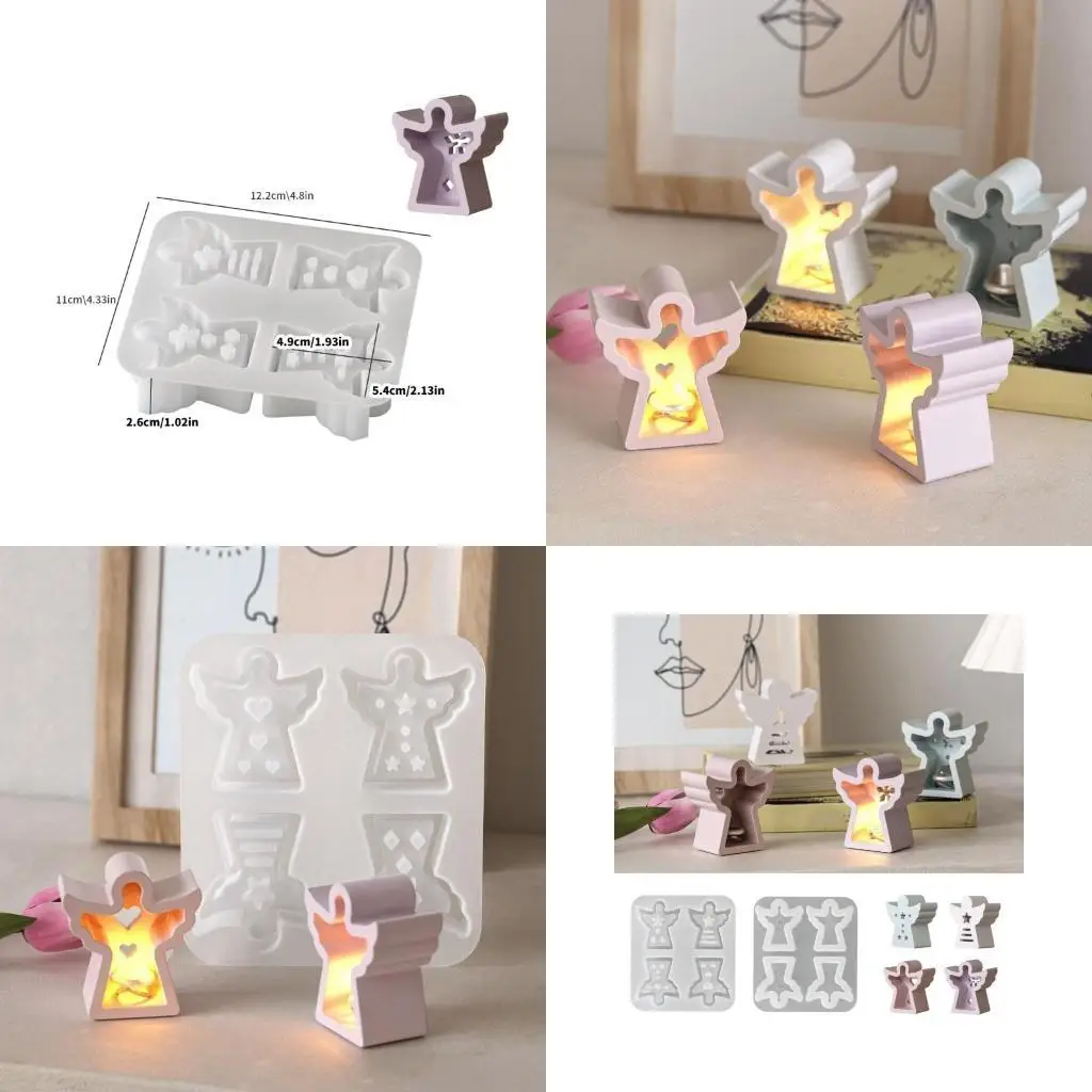 

Новинка 2026, 4 узора, форма для подсвечника в форме ангела, гибкая силиконовая форма для атмосферной лампы, гипсовая форма для