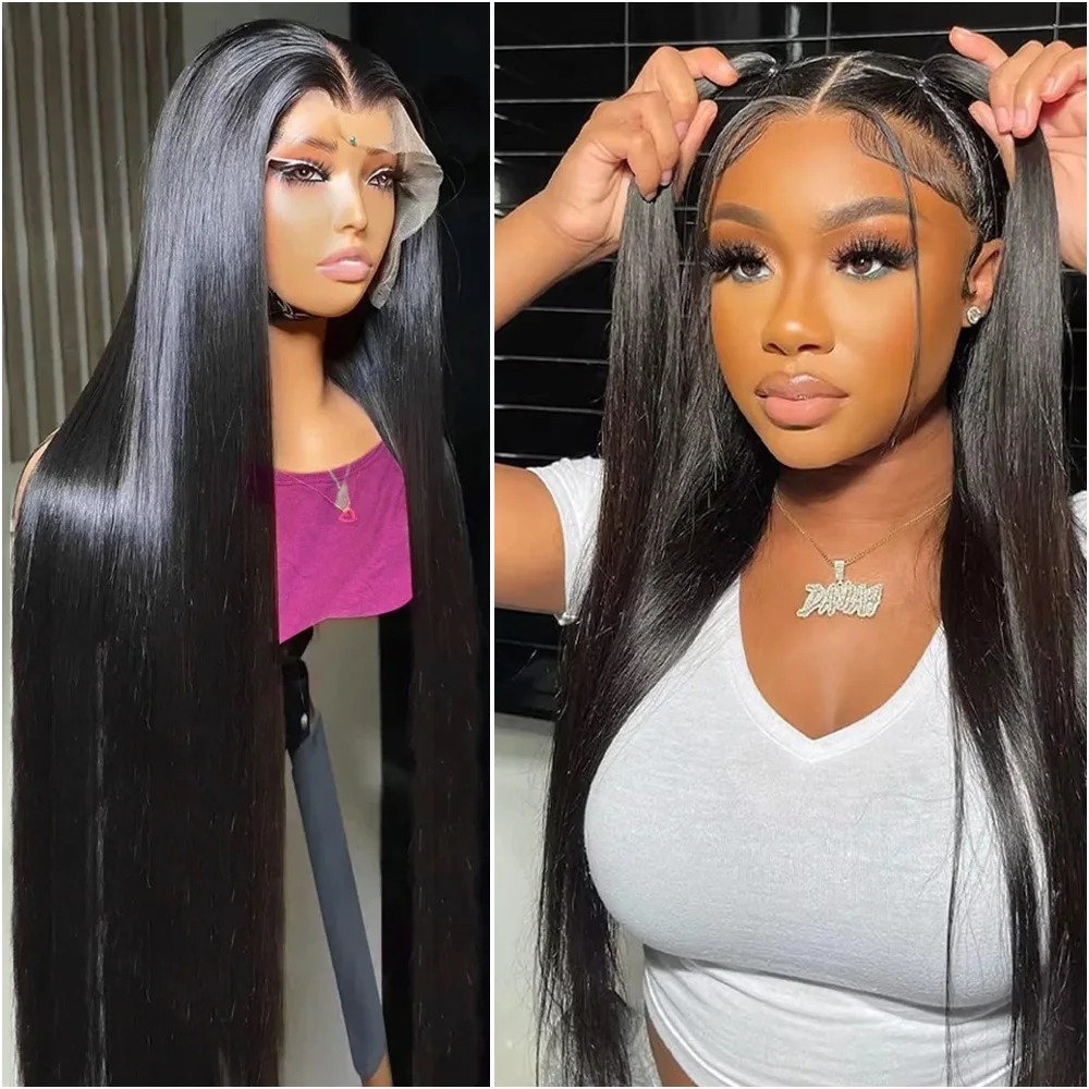 

40-дюймовый парик с фронтальной шнуровкой 13x4 7x6, 200% плотность, для женщин, из натуральных волос, предварительно выщипанный, 360 13x6, прямой, с HD прозрачной шнуровкой