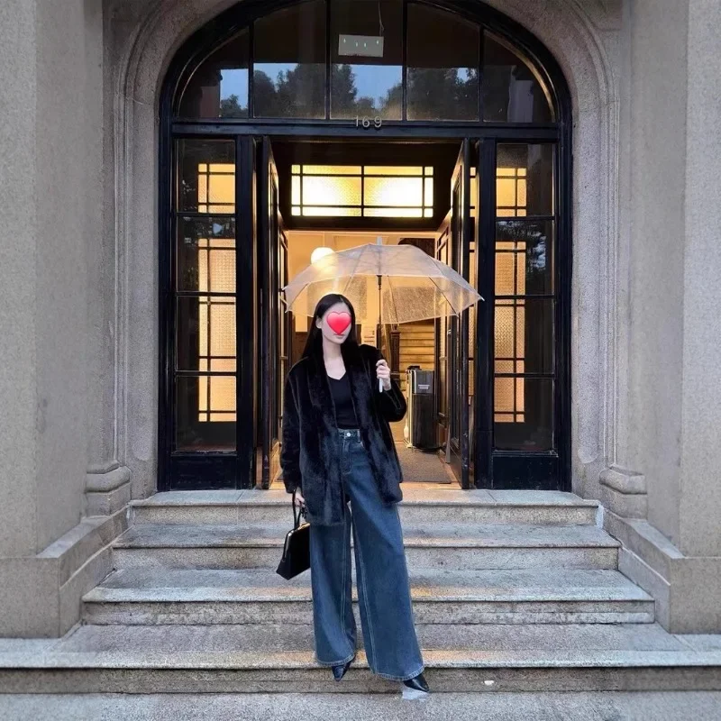 Women's Models Autumn Winter Tops Coat Faux Fur Mid-length Eco-friendly Thickened Warm Personalized Retro Simple Loose Leisure