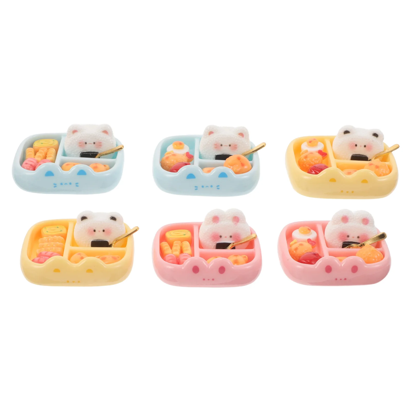 6 stks Mini Bento Poppenhuis Maaltijd Set Japans Voedsel Voor Miniatuur Huis Accessoires, Hars Sushi Beeldjes, kleine Lunchbox Display,