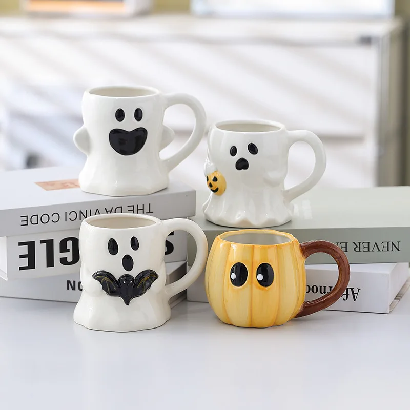 

Halloween mug cute water cup souvenir girl bestie gift cartoon ghost pumpkin ceramic cup