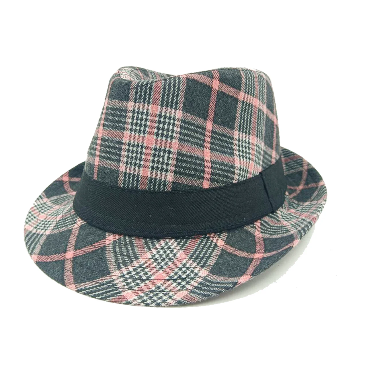 2023 New Spring/Summer Vintage Men\'s Hat Fedora Top Jazz Plaid Hat Adult Dome Top Hat Classic Jazz Hat