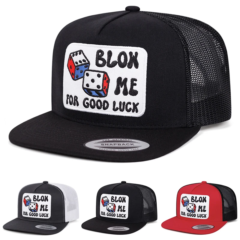 1pc Fashion Flat Edge Baseball Hat BLOX Dice Embroidered Hip Hop Hat Outdoor Adjustable Decorative Sunshade Hat Unisex Mesh Hat