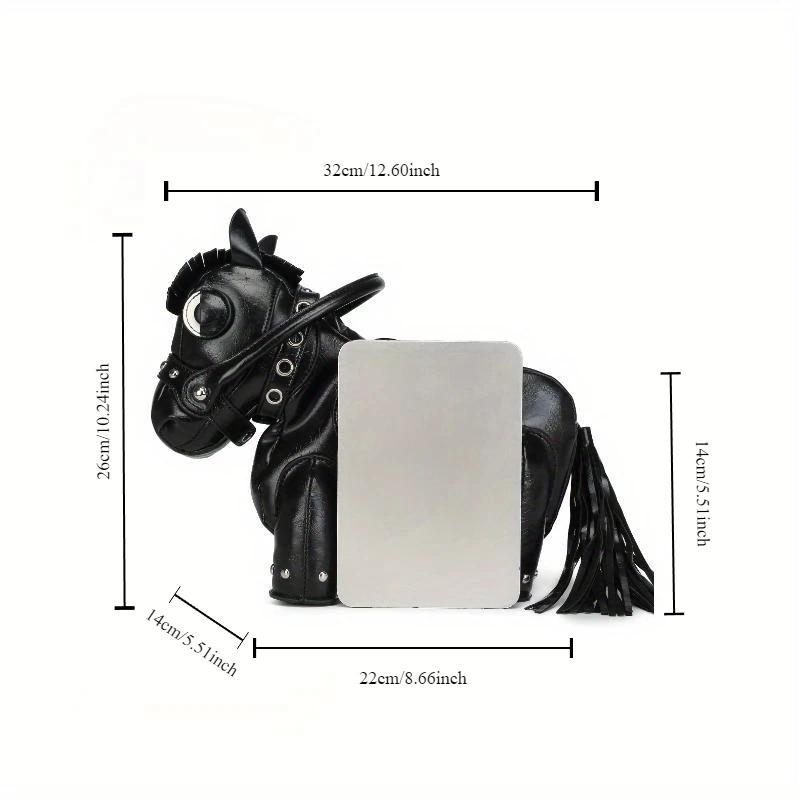 Fashionable and personalized design, pony shaped three-dimensional handbag, cute splicing, single shoulder diagonal cross bag