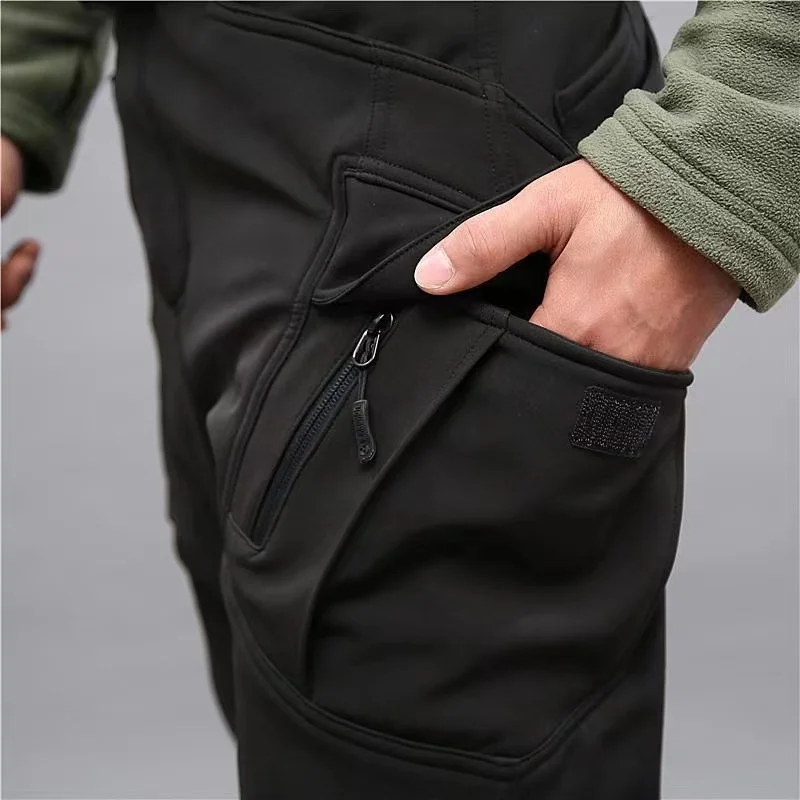 Pantaloni caldi in pile autunno inverno uomo tattico militare escursionismo campeggio arrampicata pantaloni softshell caccia sport palestra allenamento