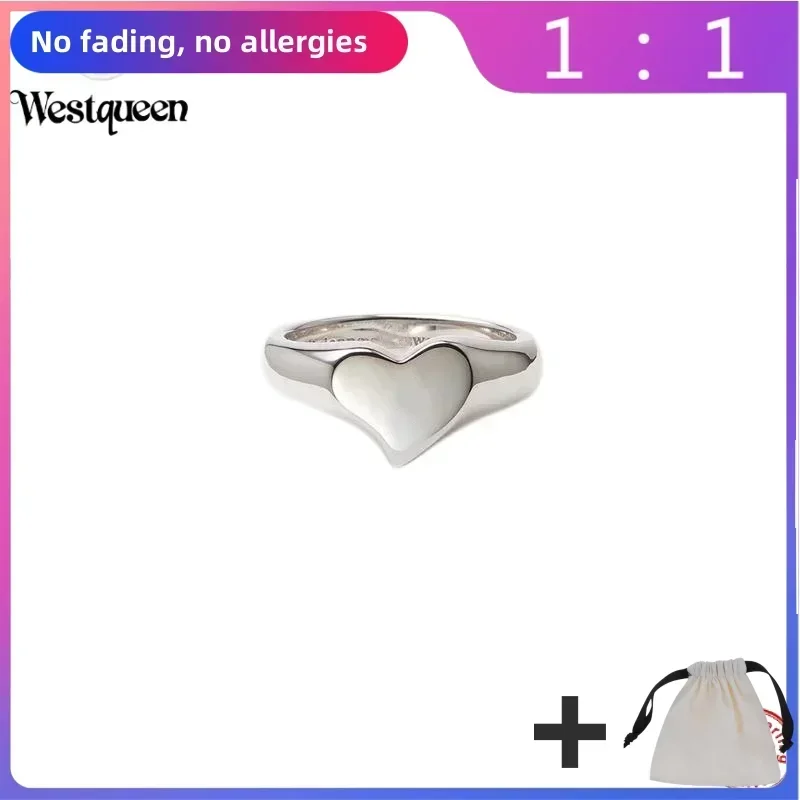 S925 Sterling Silver Westqueen Love Saturn Logo Ring, Simple, Compact and Cute