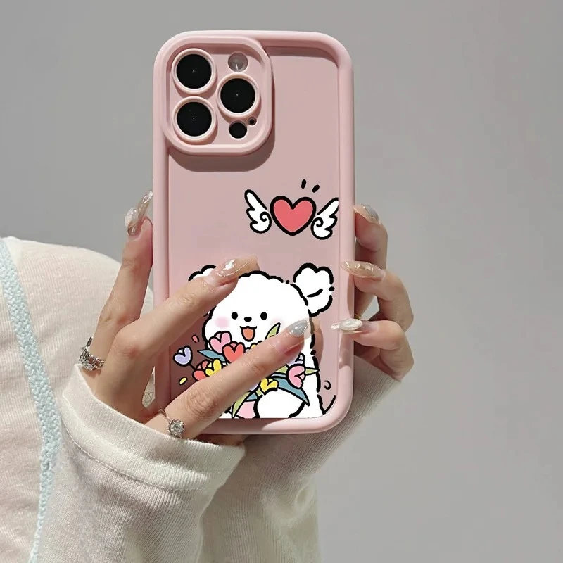 Gourde لطيف الحب القلب الكلب الكرتون أنماط جراب هاتف آيفون 16 15 14 12 13 11 برو ماكس