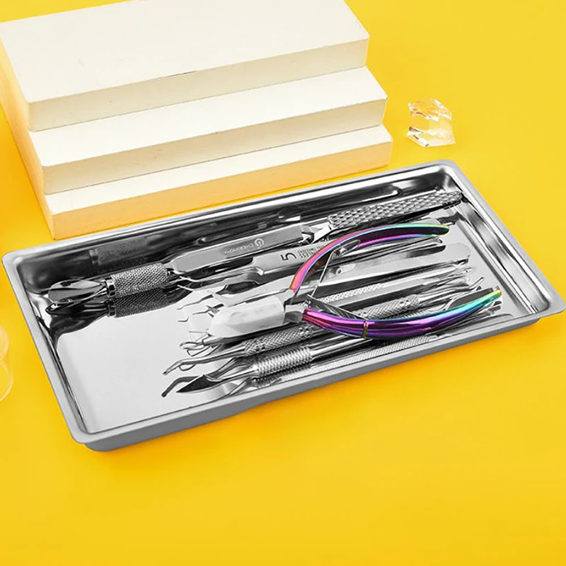 ถาดสแตนเลสสำหรับอุปกรณ์ทำเล็บ ถาดแพทย์ ถาดทันตกรรม ถาดเก็บเครื่องสำอาง ถาดใส่เล็บปลอม อุปกรณ์และเครื่องมือ