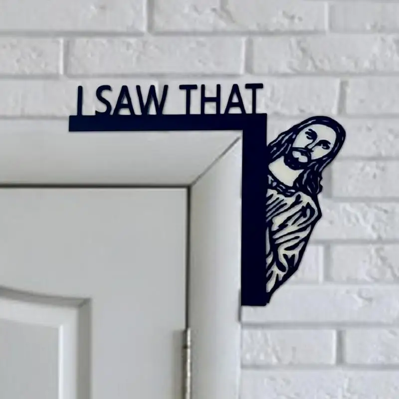 I Saw That Jesus Door Coin Decor, Easter Door Sitter, Creative Wood, Funny Door Sign for Home Decor, Living Room