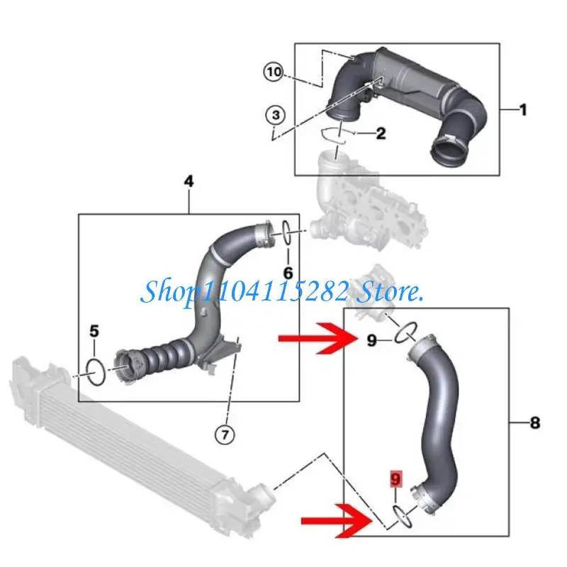 

Inercooler Hose Gasket Sealing for E81 E87 F20 E88 E82 Replacement Accessories 11617801974 URO015440