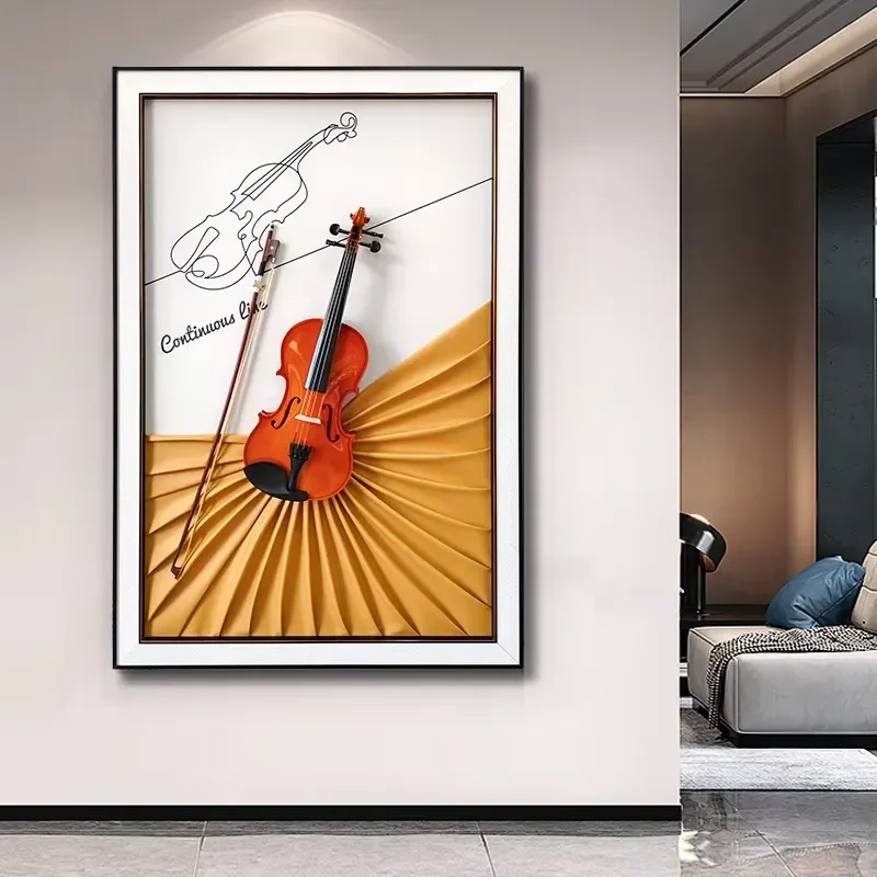 Violin Decorative Painting Leather Object Sofa Background Wall Painting Three-dimensional Stereoscopic Hanging Decoration