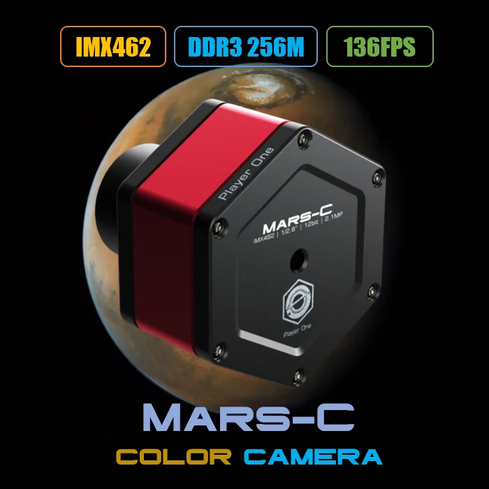 

Player One Mars-C IMX462 Color Camera for Mars Jupiter Saturn as Well as Solar and Lunar Imaging Guiding LD2068A