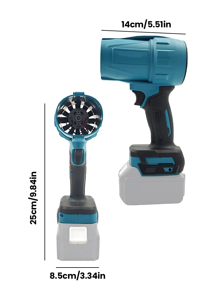 Imagem -06 - Handheld Car Cleaning Turbine Ventilador para Limpeza Pistola de ar Jet Fan Elétrico Poderoso Ventilador para Makita