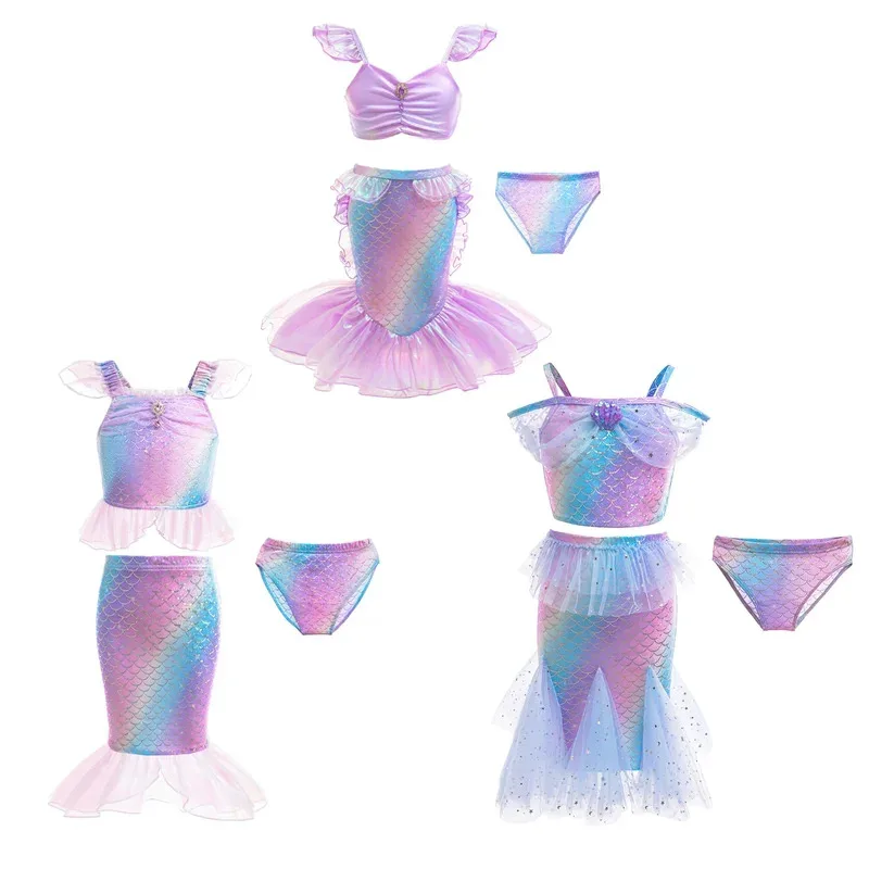 

Mermaid Dress for Girl Charm Princess Cosplay Kids Swimsuit Three-piece set Summer Beach Dress Birthday Gift Festival Outfits
