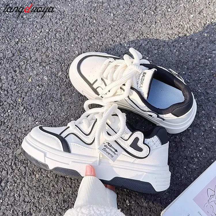 Baskets à plateforme pour femmes, semelle optique ChimSchool, chaussures blanches et roses, baskets lolita assorties, style d\'automne populaire, 2024